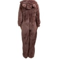 thumbnail image 2 of Gureui Women Fleece One Piece Zipper Hooded Jumpsuit Loose Long Sleeve Thick Plush Sleepwear Romper Pajamas Playsuit with Bear Ear Hat, 2 of 2