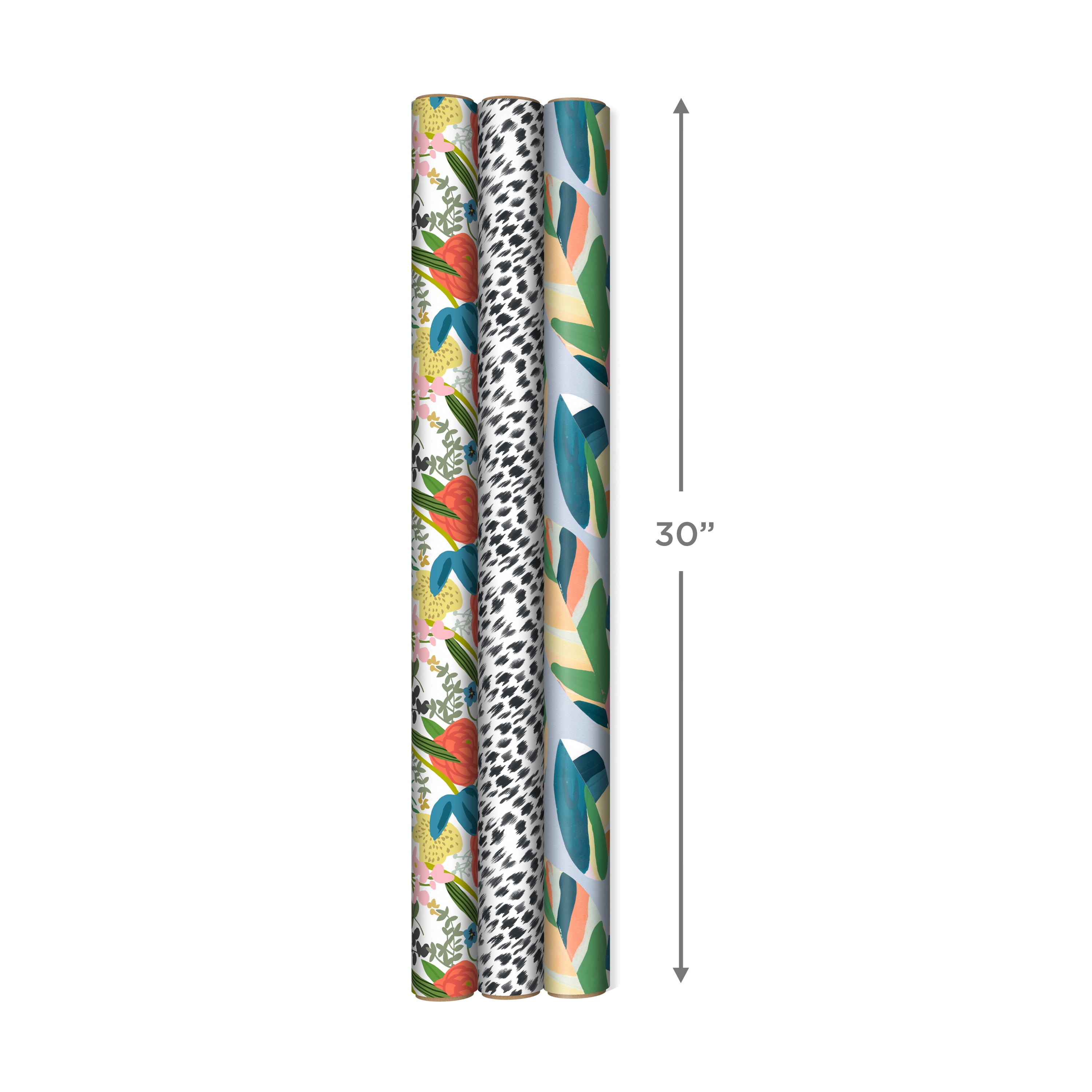 Hallmark Multi-color Recycled Gift Wrap Papers, with Cutlines on Reverse (3 Rolls) 60 sq ft.