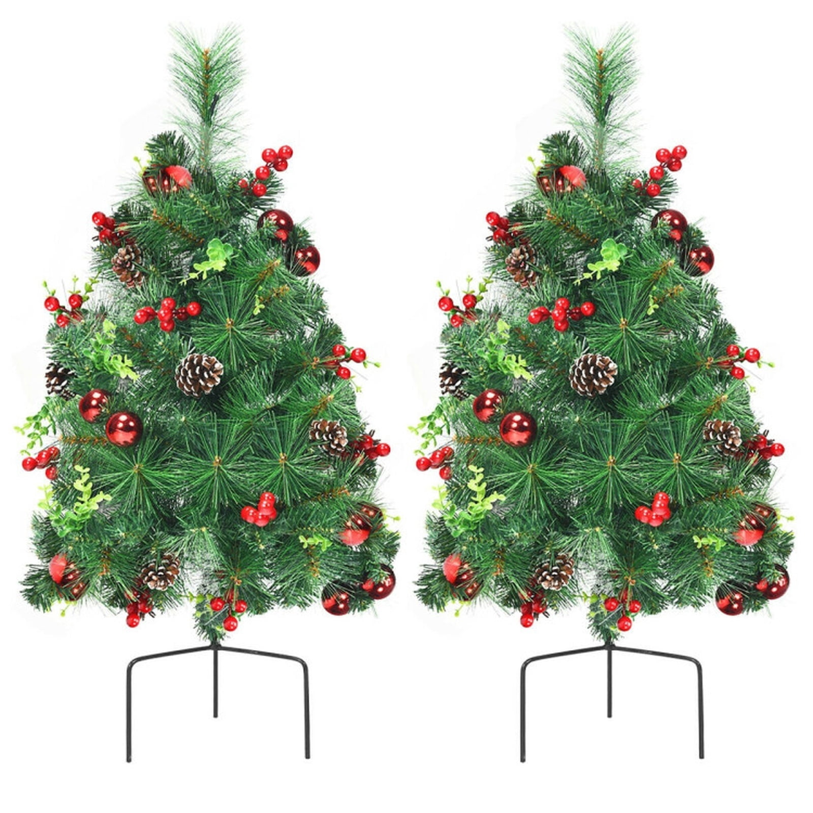 RUIE, 29 in, Artificial Christmas Tree, with LED Fiber Optic Lights, Green Holiday Xmas Tree for Indoor Home Office Decoration