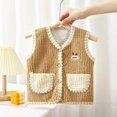 thumbnail image 1 of Chaleco para niños de primavera y otoño, cárdigan de estilo coreano con hombros descubiertos de terciopelo y bolsillo grueso para niños y niñas, 1 of 5