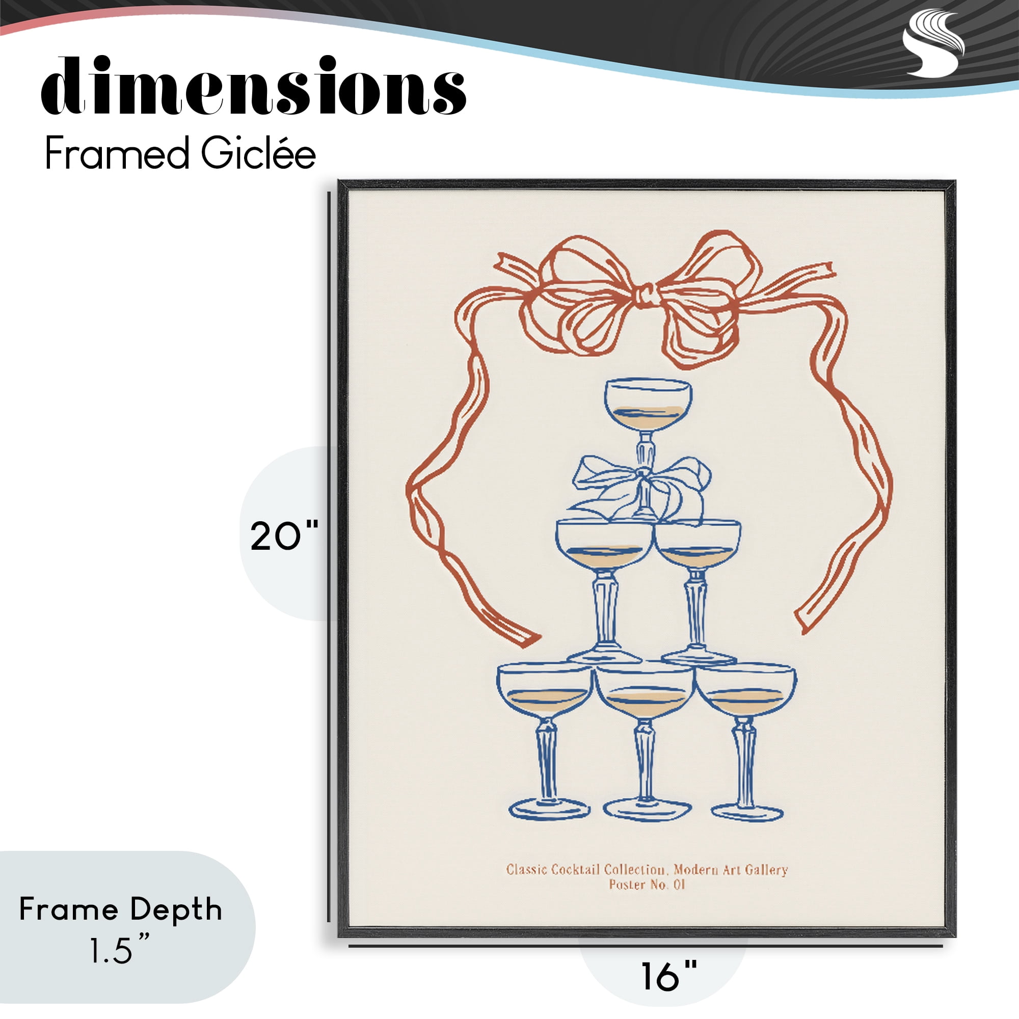 Stupell Industries Classic Cocktail Tower Black Framed Giclee Art, design by The Prints Vibe