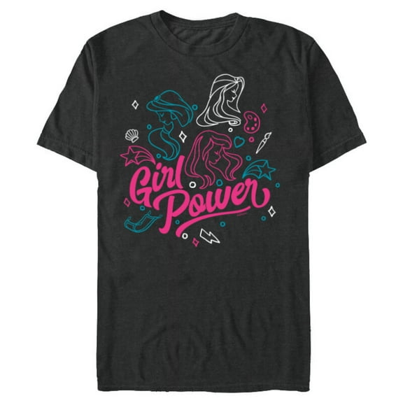 Disney Princess Jasmine Rapunzel Ariel Girl Power - Short Sleeve Blended T-Shirt for Adults - Customized-Dark Heather