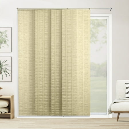 Siding Panels - Chicology Adjustable Sliding Panels, Cut to Length Vertical Blinds, Florence Maize (Privacy & Natural Woven) - Up to 80