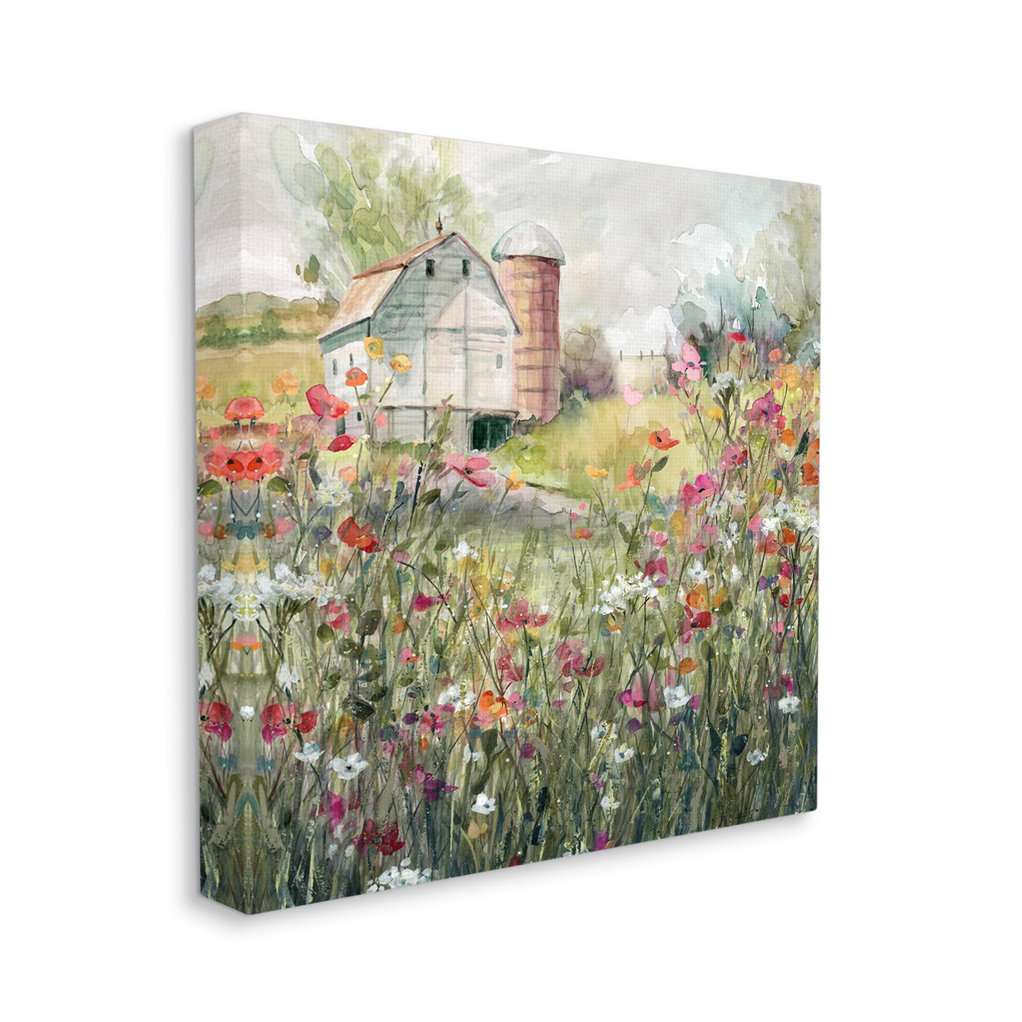 Stupell Industries Vibrant Flower Blossoms Surrounding Rural Barn Nature Painting Gallery Wrapped Canvas Print Wall Art, Design by Carol Robinson