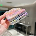 thumbnail image 6 of Designed for iPhone 15 Pro Case for Women, Cute Curly Wave Frame Shape, Colorful Retro Oil Painting Flower Laser Beam Glossy Pattern, Compatible with iPhone Case (iPhone 15 Pro, Moon), 6 of 9