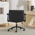 thumbnail image 2 of Leather Criss Cross Chair with Flip-Up Armrests, Cross Legged Office Chair on Wheels, Comfy Wide-Seat Swivel Chair – Adjustable Ergonomic Desk Chair for Home Office, Vanity & Accent, 2 of 6