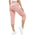 thumbnail image 2 of HBYJLZYG Women's Cargo Capri Pants with Elastic Drawstring Waist and Multiple Utility Pockets, Summer Outdoor Activewear for Hiking, Travel, and Daily Casual Wear, 2 of 6