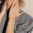thumbnail image 3 of Unir Stretch Full Rhinestone Bracelet Elastic Tennis Bracelet Stackable Silver Bangle for Women Wedding Party Jewelry Gift 1pc One Size White, 3 of 8
