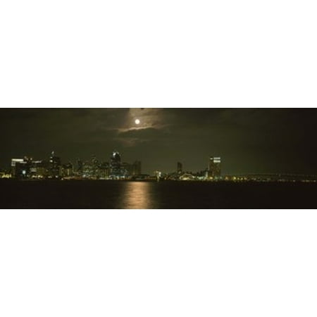 Skyscrapers lit up at night Coronado Bridge San Diego California USA Poster Print