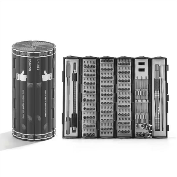 Juego Destornilladores Precisión 128 en 1 con Puntas Magnéticas para Tornillos y Tuercas, Kit Multifuncional Herramientas Reparación para el Hogar, para Ordenador Portátil.