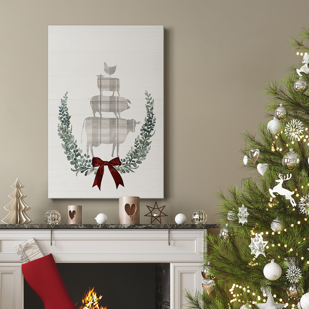 Yuletide Animals I- Gallery Wrapped Canvas