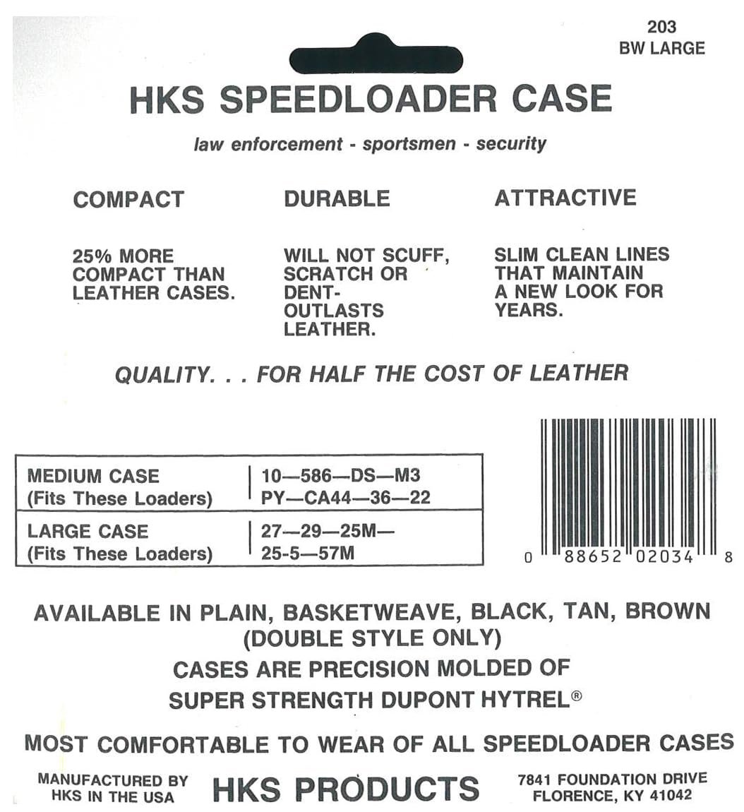 HKS SPEEDLOADER CASE LARGE FITS BELTS UP TO 2.75" BLACK NYLON