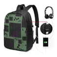 thumbnail image 3 of YFYANG 17" Laptop Backpack, Green Abstract Geometry Fashion Travel Work Backpack with USB and Headphone Cable Interface for Men and Women, 3 of 8