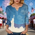 thumbnail image 4 of GEWSEY 2026 USA 250th Anniversary T Shirt Women – Patriotic American Flag V-Neck Top 3/4 Sleeve Independence Day Gift (Sky Blue, 3XL), 4 of 8