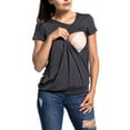 thumbnail image 3 of Deago Women's Maternity Nursing Top Breastfeeding Tee Shirt Soft Double Layer Short Sleeve Pregnancy Shirt (Gray, 2XL), 3 of 9