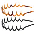 thumbnail image 3 of Set de 2 diademas de plástico negro con peine de dientes de tiburón (1 color negro + 1 marrón) JAMW  Sencillez, 3 of 5