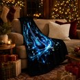 thumbnail image 3 of Blue Electric Guitar with Music Notes, Energetic Graphic Style for Guitar Lovers, Neon Sound Swirl and Father's Day Gift, Cozy Flannel Blanket for Music Room and Bedroom, Home Decor, 3 of 8