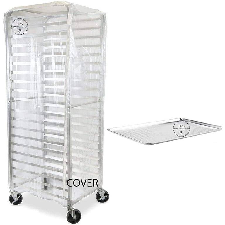 20 Pan End Load Full Height Bun Sheet Pan Rack w Cover and 12 Pans Unassembled