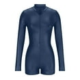 thumbnail image 4 of Women's Sexy Bodycon Jumpsuits Zip Up Long Sleeve Romper Shorts One Piece Party Clubwear Outfits, 4 of 6