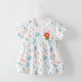 thumbnail image 2 of Robes Décontractées pour Bébés Filles Été Imprimé Floral Col Rond Manches Courtes Robe Ample de Vacances, Rose, 1-2 Ans, 2 of 4