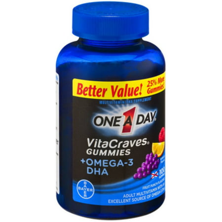 One-A-Day Vitacraves Plus Oméga-3 DHA gélifiés, 100 ch (pack de 2)
