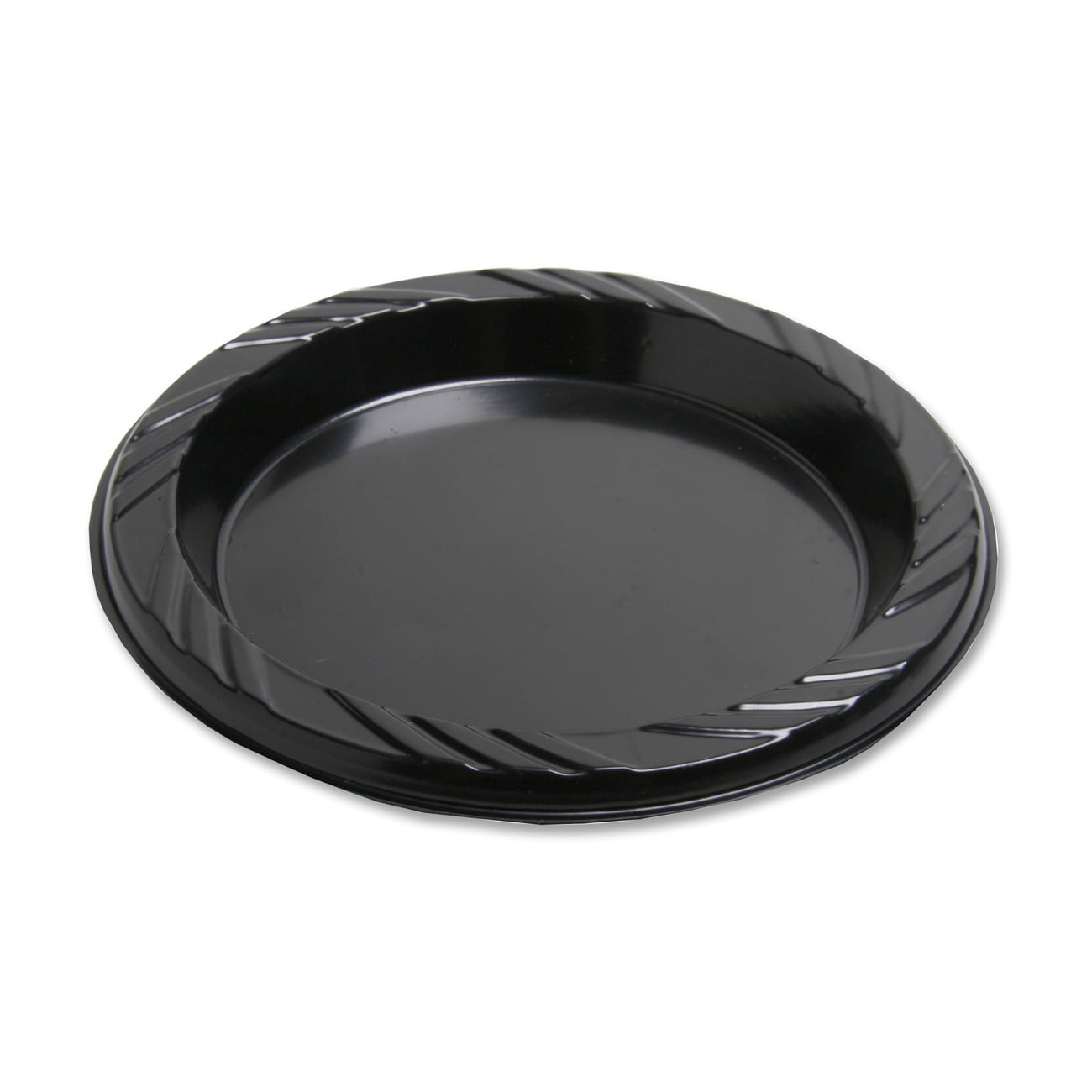 Genuine Joe Reusable Plastic Black Plates 6" Diameter Plate Plastic