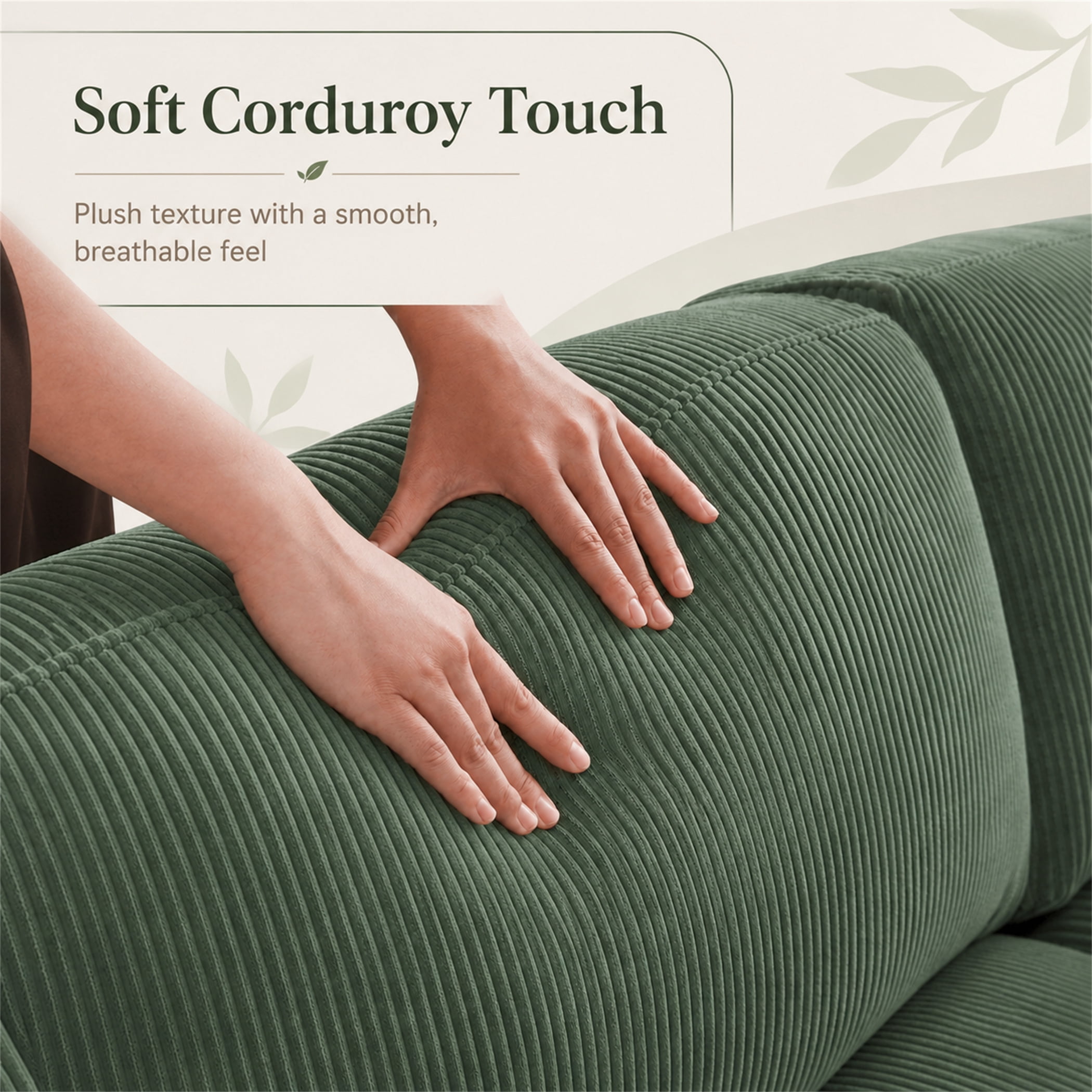 Aukfa 135" Oversized U shape Sectional Couch Modular Sofa for Living Room, 2 Ottoman&Pillows, 25" Deep Seat, Corduroy, Dark Green