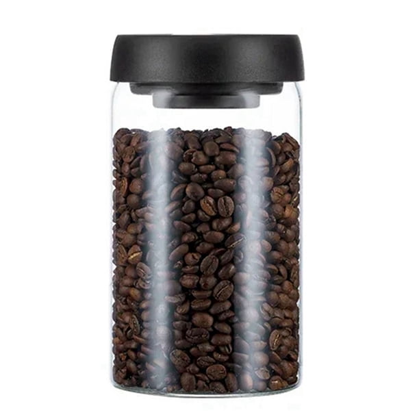 Jarra sellada al vacío para granos de café, recipiente hermético de vidrio para guardar alimentos, granos y dulces, 1200 ml