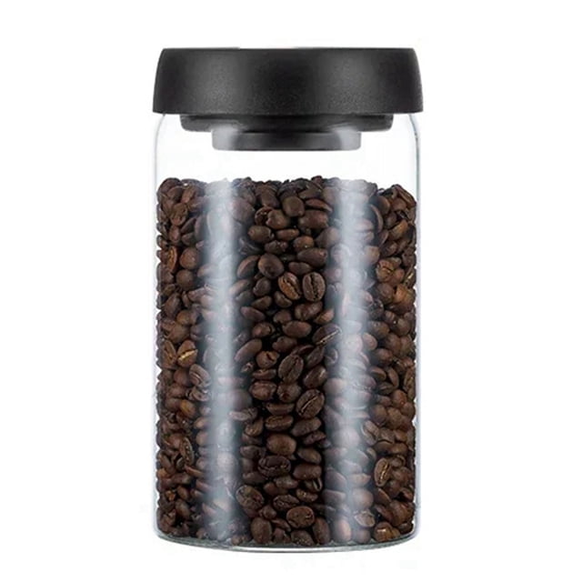 Jarra sellada al vacío para granos de café, recipiente hermético de vidrio para guardar alimentos, granos y dulces, 1200 ml