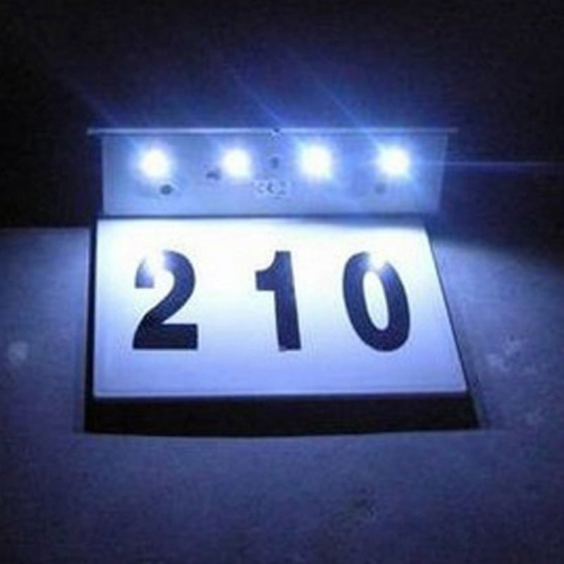 LED Solar Power House Address Number Doorplate Light Wall Lamp Door Sign Plaque 