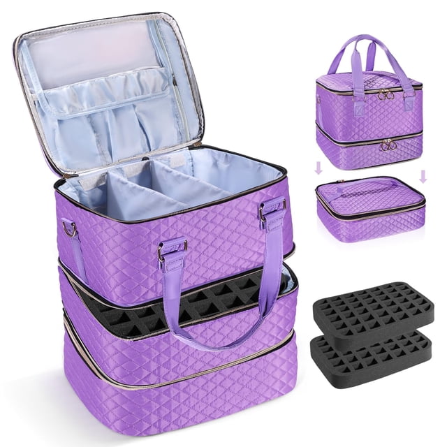 Funda organizadora de esmaltes de uñas YUYAFN con capacidad para 84 botellas, color morado