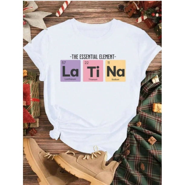 latina print tee shirt, tees for Girl, casual short sleeve t-shirt for summer