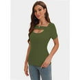 thumbnail image 5 of Women's Scoop Neck T-Shirt - Short Sleeve Summer Knit Top, Slim Fit with Cutout Detail, Casual & Date Night, 5 of 5