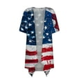 thumbnail image 3 of Lenago Summer Plus Size Summer Tops for Women Casual Printed Short Sleeve Cardigans Drape Open Front Lightweight Summer High Low Hem Tops 4th of July Outfits for Women, 3 of 4