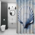 thumbnail image 4 of White Shell Shower Curtain for Bathroom Decor, Ocean Seashell Simple Oil Painting Realistic Waterproof Fabric Shower Curtain, 72"x72" Set with 12 Hooks, 4 of 9