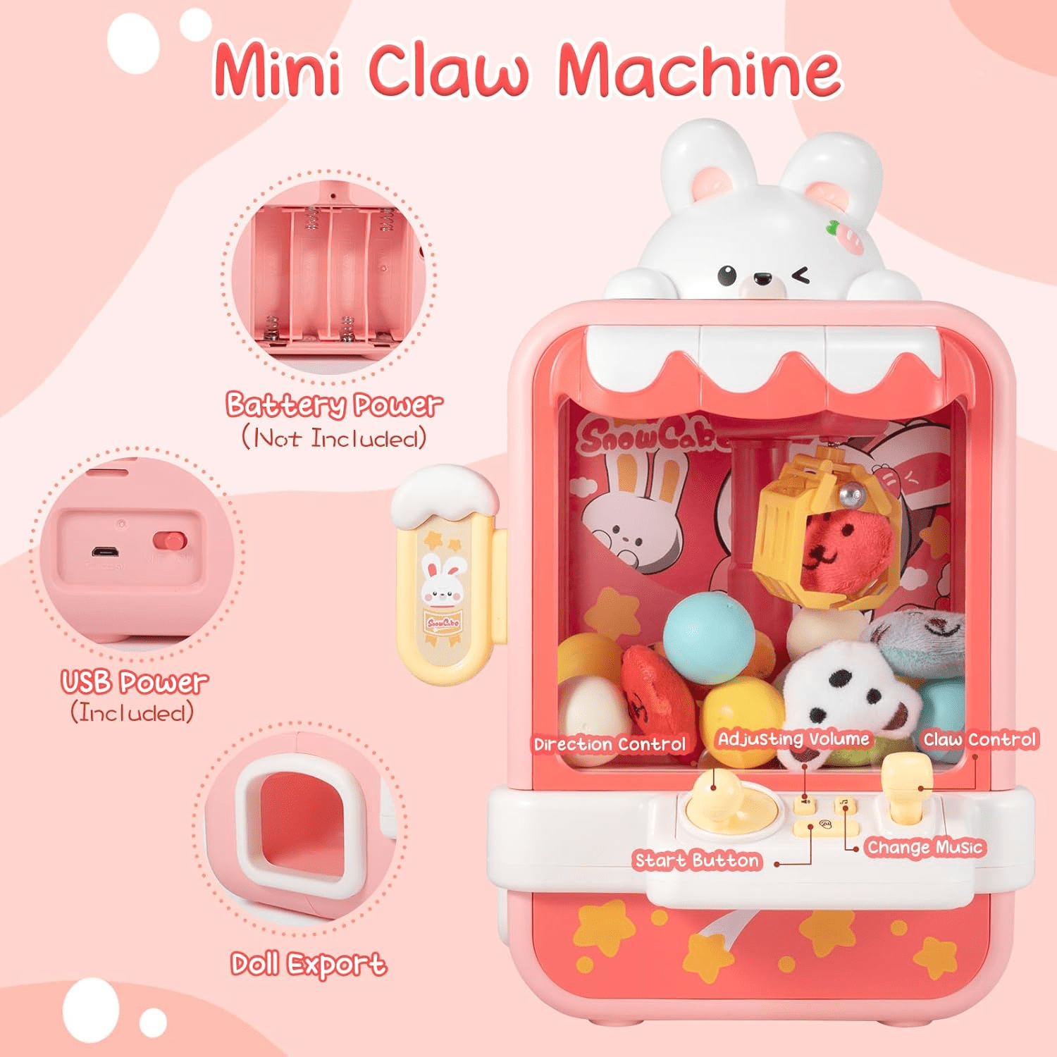 LINXUXIE  Claw Machine with Stuffed Toys,Kids Mini Vending with Music&Game Coins,Prize Dispenser for 3-5 5-8 8-12 Birthday Gift