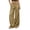Khaki-1, variant on Womens Wide Leg Pants High Waist Drawstring Straight Cotton Pants Dressy Palazzo Loose Casual Trousers with Pockets