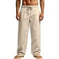 thumbnail image 5 of Blmnix Palazzo Pants for Men Baggy Low Rise Beach Pants Travel Pants Pants Yellow Straight-Leg Long Men's Casual Pants,L, 5 of 8