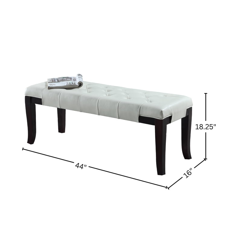Roundhill Furniture Linon Tufted Leather Bench, White photo 7