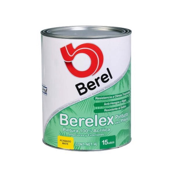 pintura berel berelex para playa vinil acrílica interior/exterior 4l base deep mate