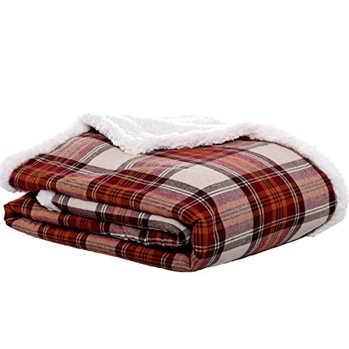 Eddie Bauer Edgewood Plaid Flanelle Sherpa Jeter Couverture 50 "X 60" Rouge