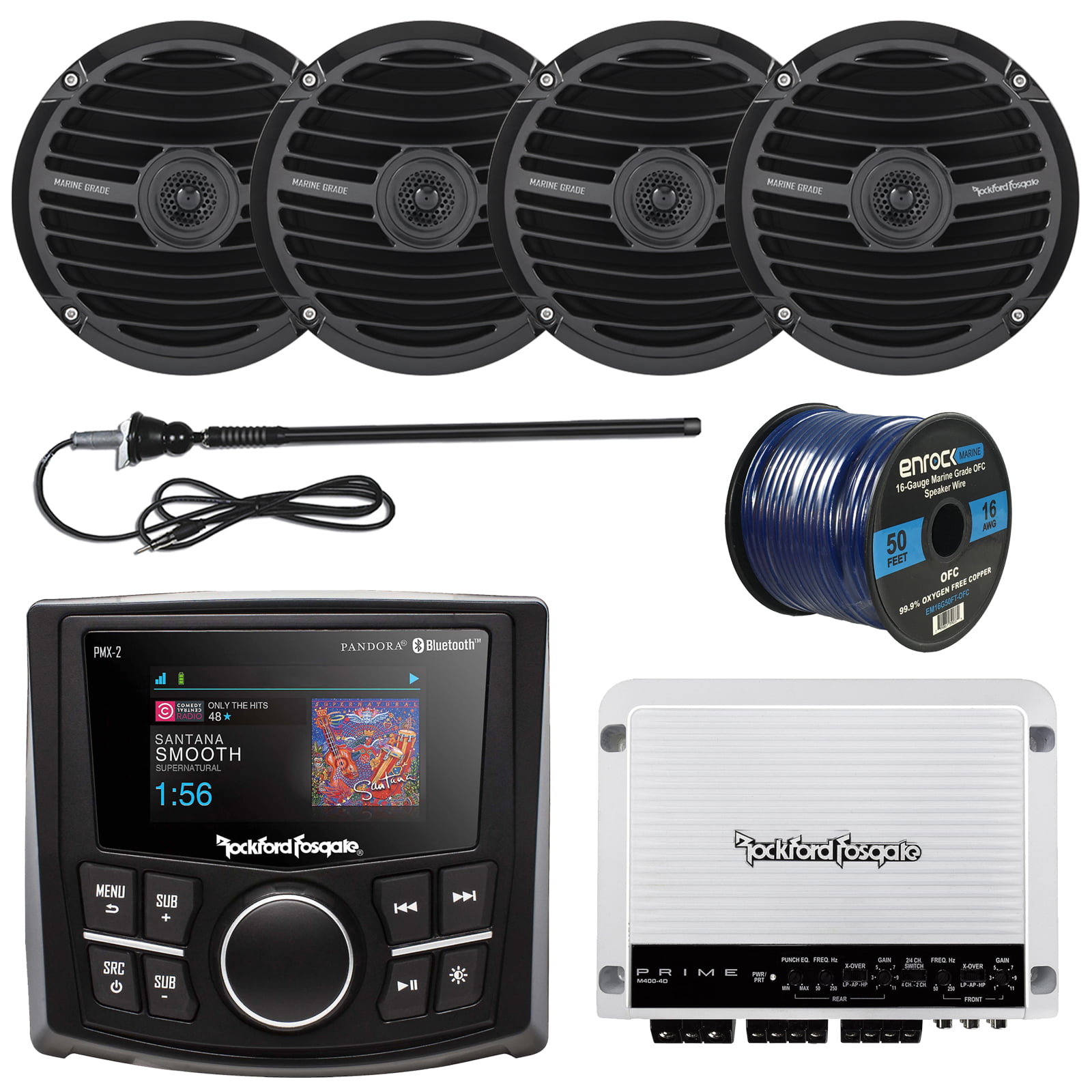 400W Amp Marine In-Dash CD/MP3 Bluetooth Receiver iPod/USB/MP3 Input 6 Speakers
