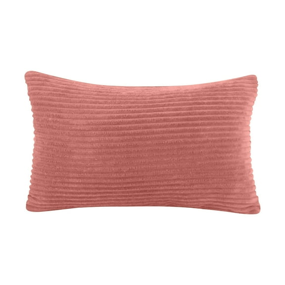 Soft Rectangle Throw Pillow Covers 19.7 x 11.8 in Decorative Cushion Cases for Sofa Couch Bed Faux Fur Velvet Corduroy Lumbar Pillowcases Home Decor Living Room Accent Pink