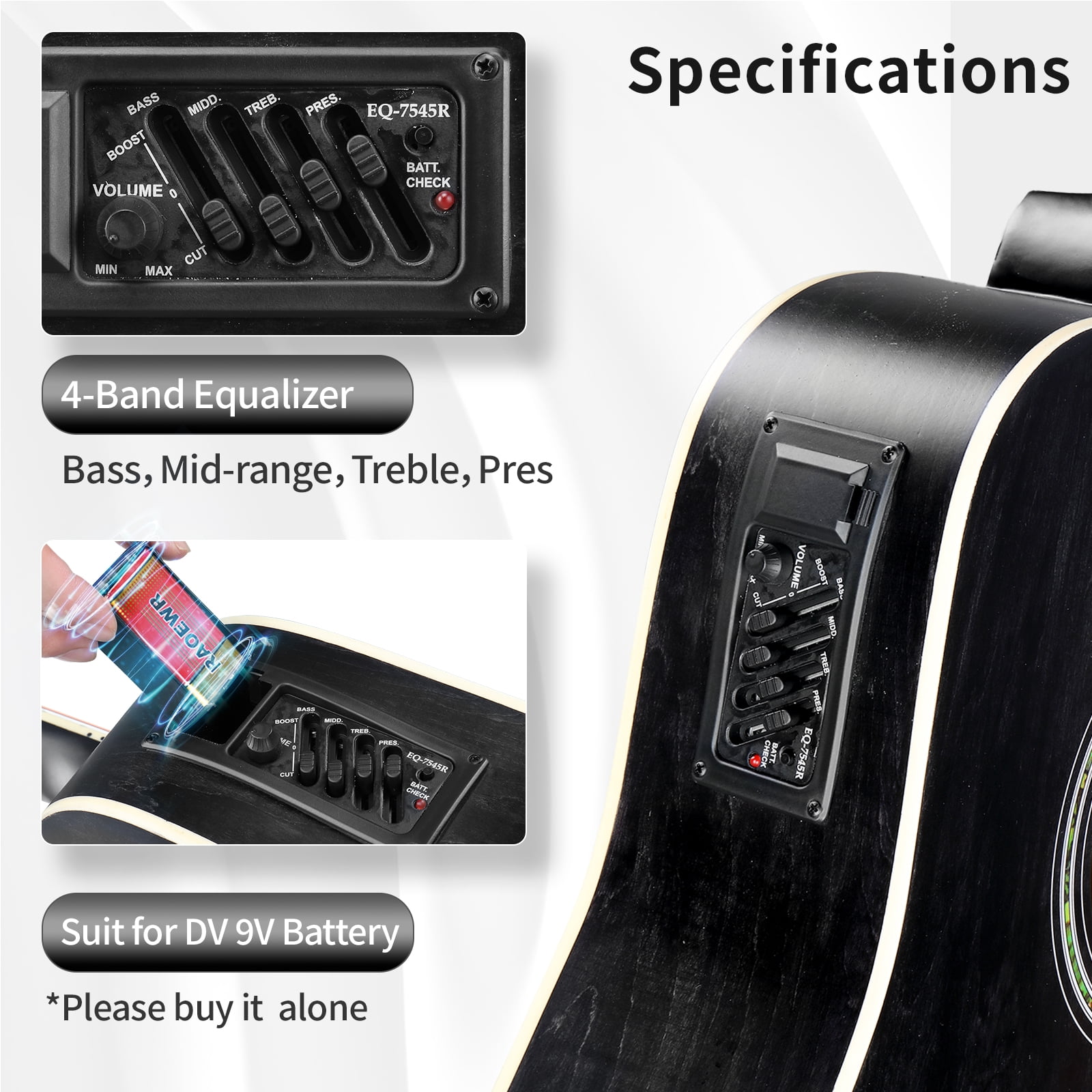 Ktaxon 41-Inch Full-Size Acoustic Electric Guitar with 10W Amp Bag Tuner and other Accessories Black