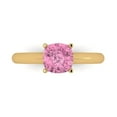 thumbnail image 2 of 1.5 ct Brilliant Cushion Cut VVS1 Pink Zircon 14k Yellow Solid Gold Solitaire Wedding Bridal Anniversary Engagement Ring size 6.25, 2 of 7