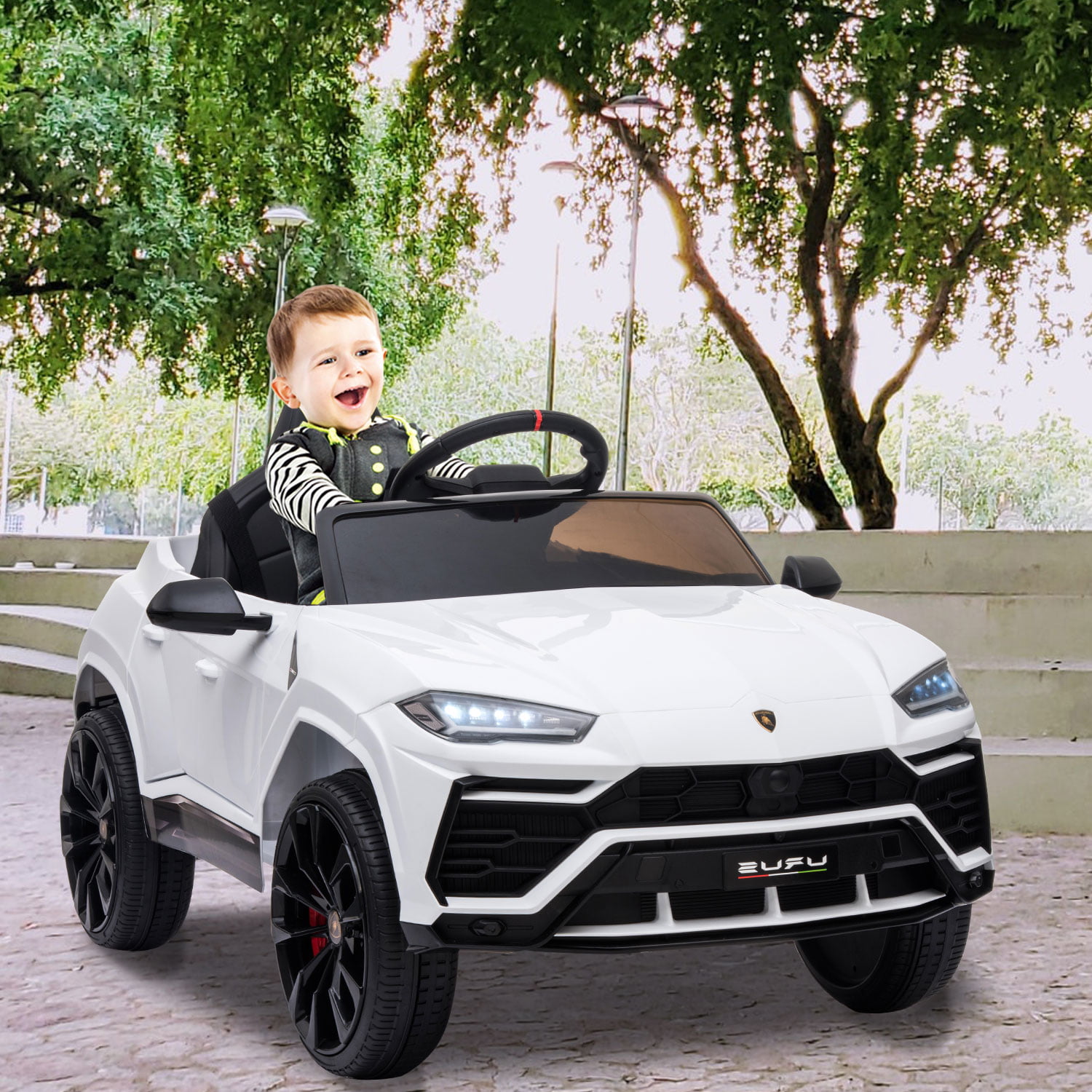 Sounds Years Old Driving Battery Operated Car Toy W/ Parent Remote-Control LED Lights Black for Toddler Little Brown Box Kids 12V Licensed Lamborghini Urus Ride on Truck 1,2,3,4 2 Speeds 