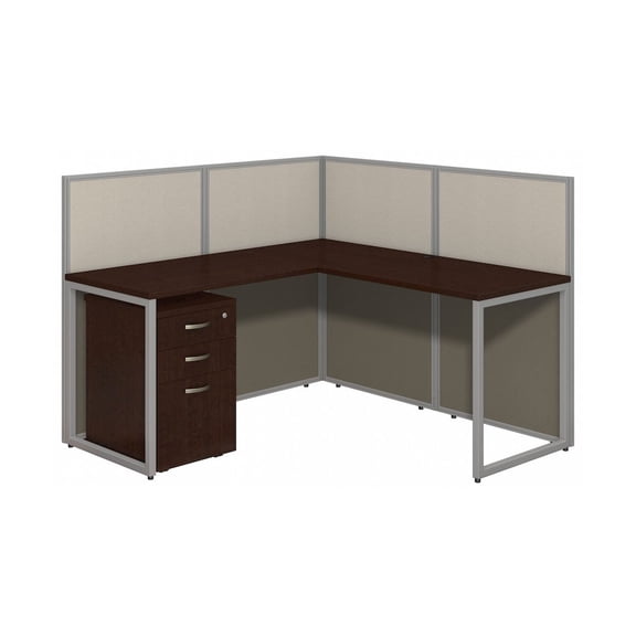 Bush Business Furniture Easy Office 3 Drawer L Computer Desk in Mocha Cherry