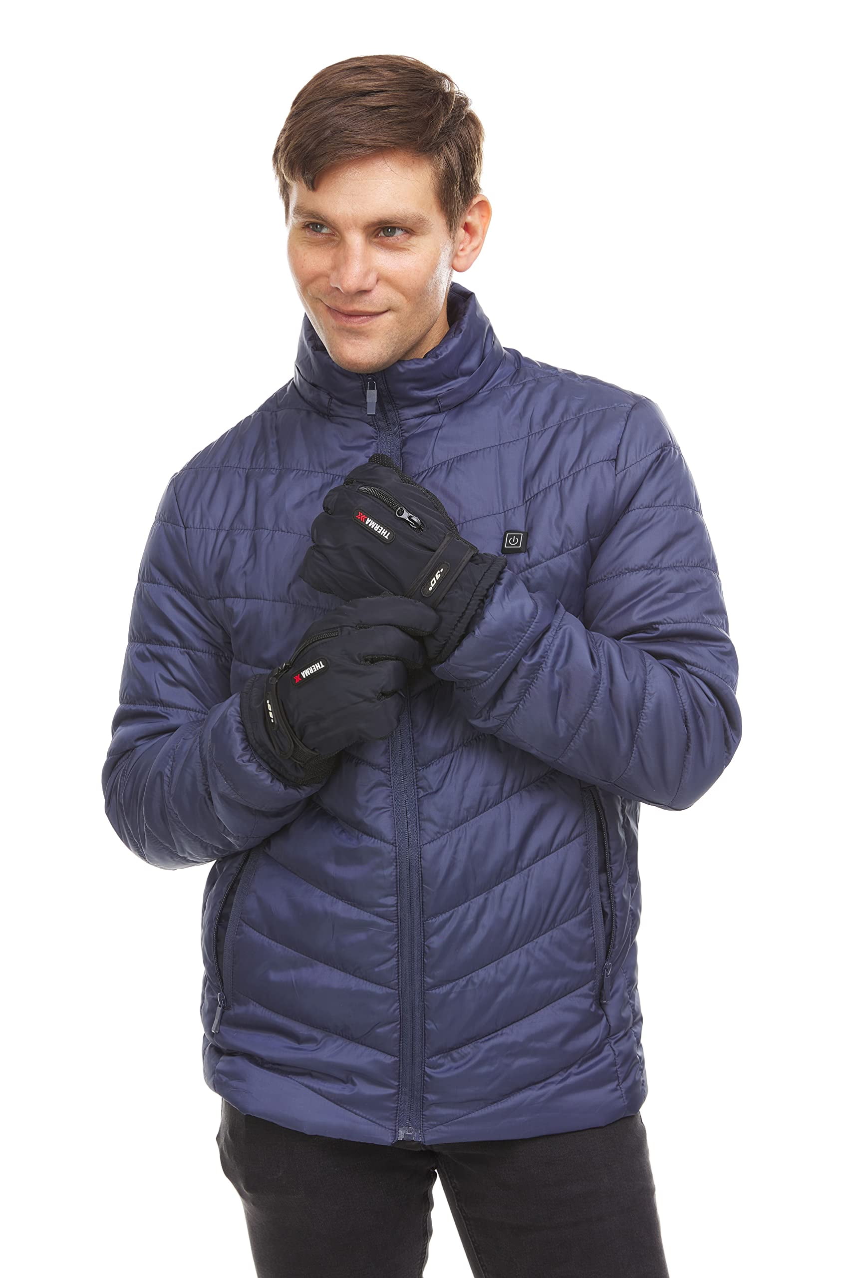 Yacht & Smith 6 Pairs of Mens Winter Fleece Lined Heavy Duty Winter Ski Gloves, Rubber Gripper, Velcro Strap, Bulk