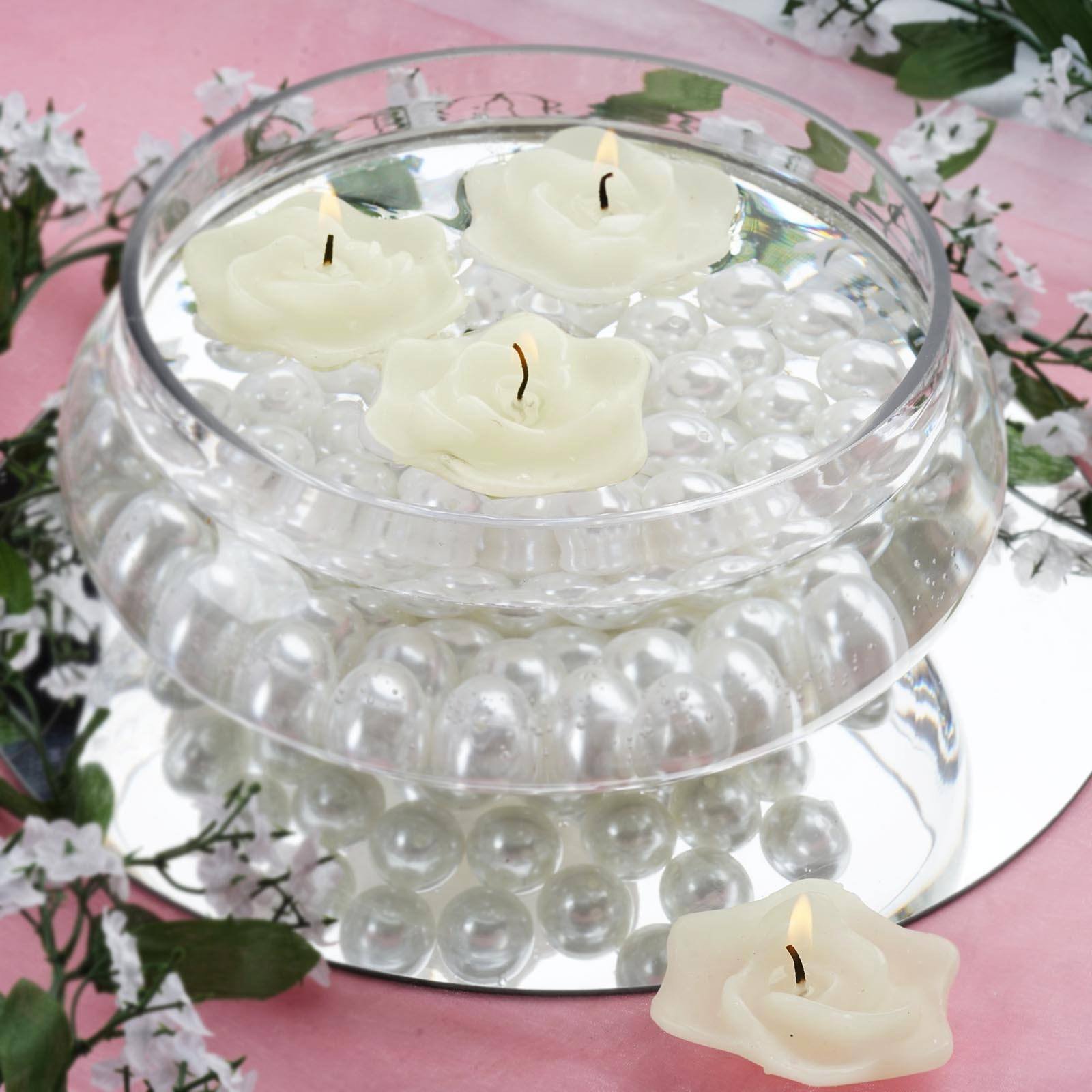 Efavormart Set of 20 Ivory Unscented Floating Rose Candle for Wedding