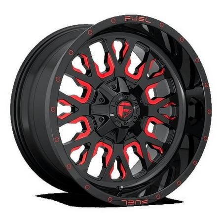 Fuel 1PC Aluminum Rim D612 STROKE 17X9in Gloss Black Red Tinted Clear Finish, D61217902645